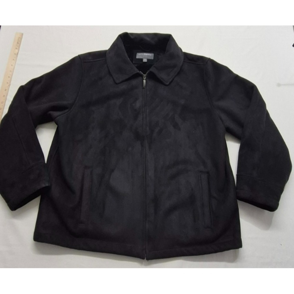 Perry Ellis men's black Faux Suede Jacket Front Zip, Lined,‎ Pockets XXL